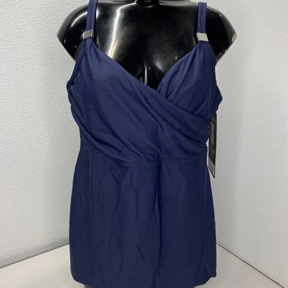 Miraclesuit Women’s Tankini Surplice Underwire Top “Midnight Blue” Size 38DD - Picture 1 of 10